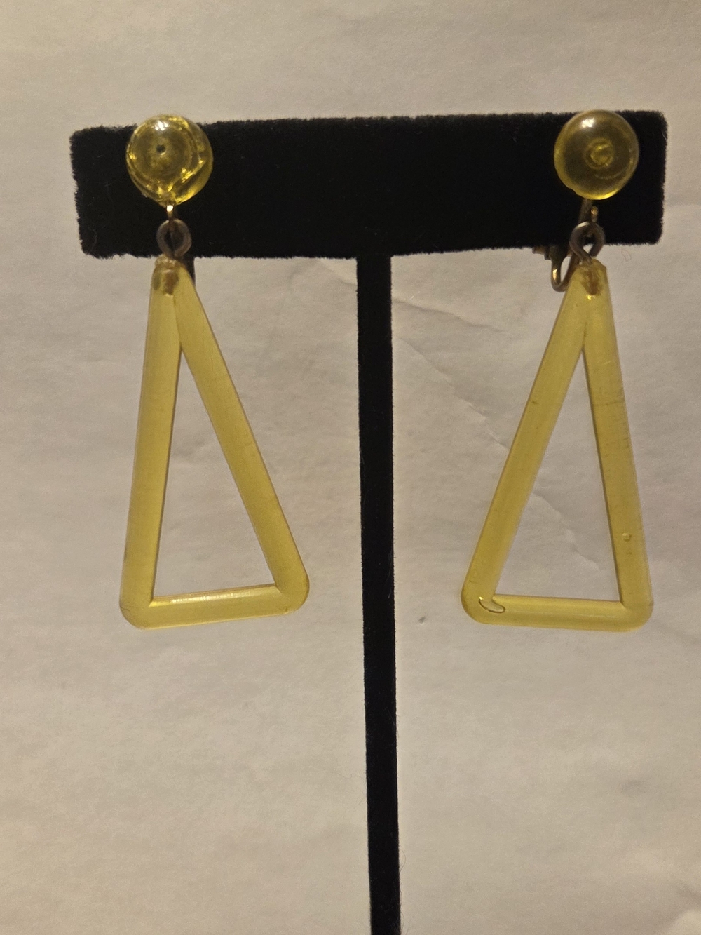 Vintage Yellow Clip-On Triangle Earrings